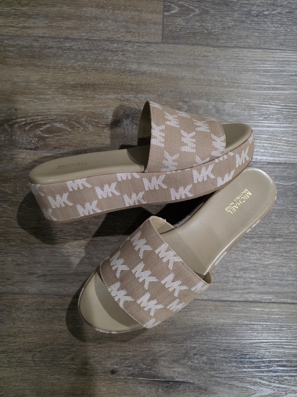 MICHAEL Michael Kors Tan MK Platform Slide Sandals